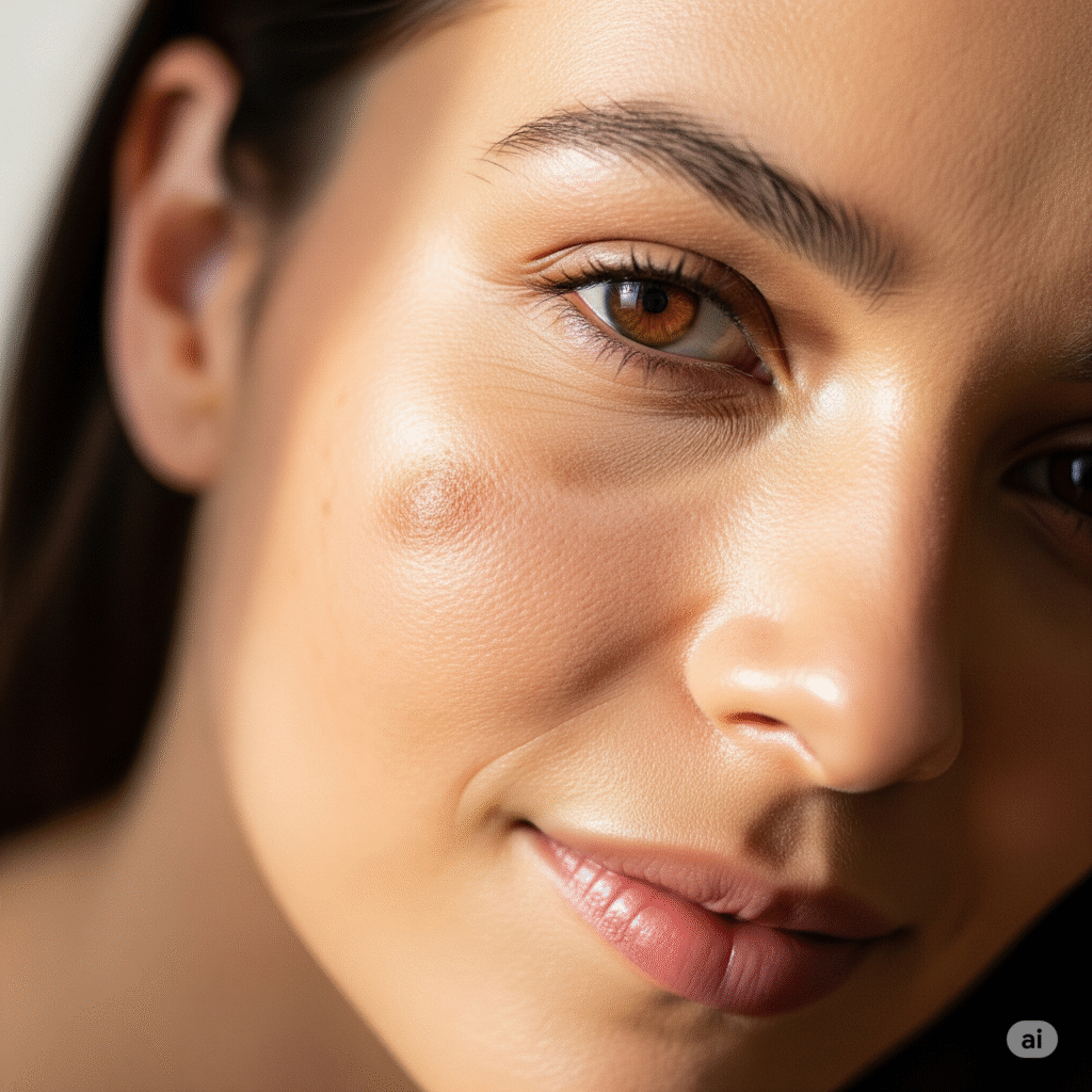 primer plano de rostro con mancha solar en la piel, esperanza de tratamiento de manchas en Cali